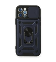 Apple iPhone 12 Pro Kılıf Pars Lens Yüzüklü Silikon - Lacivert