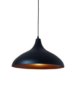 Dylight Retro Metal Dekoratif Rustik Kafe Mutfak Aydınlatma Siyah içi Bakır Sarkıt Avize Çap:35 cm