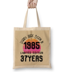 1985 Birthday Gift    Made,Born in 1985 Gift - 37th Year Old Birthday Gift Vintage Style Bez Çanta Uzun Saplı