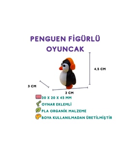 Kulaklıklı Penguen Figür - 3D Sevimli Karakter