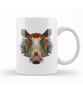Geometric Animal Boar Kupa Bardak Porselen