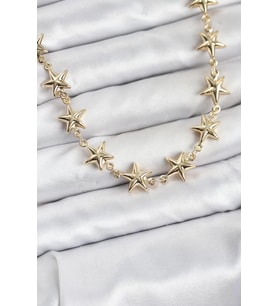 Yıldız Model Pirinç Gold Renk Kadın Kolye - TJ-BKO10823