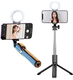 LED Işıklı Kumandalı Selfie Çubuğu Tripod 113 cm Uzayabilir, 360° Döner Başlık, Paslanmaz Çelik Gövde, Android ve iOS Uyumlu, Vlog ve Özçekim İçin Profesyonel Çekim Standı, G4