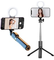 LED Işıklı Kumandalı Selfie Çubuğu Tripod 113 cm Uzayabilir, 360° Döner Başlık, Paslanmaz Çelik Gövde, Android ve iOS Uyumlu, Vlog ve Özçekim İçin Profesyonel Çekim Standı, G4