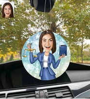 Kişiye Özel Karikatürlü Ahşap Araba Dikiz Ayna Süsü Avukat Kadın-2