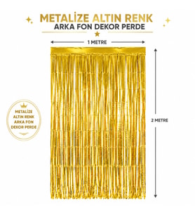 Gold Metalize Parti Perdesi 100x200 cm Kapı ve Arka Fon Perdesi