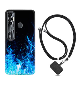 Tecno Spark 6 6 Go 8C 8 Pro 7 7 Pro Kılıf Boyun Askılı Silikon Blue Fire 1678