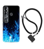 Tecno Spark 6 6 Go 8C 8 Pro 7 7 Pro Kılıf Boyun Askılı Silikon Blue Fire 1678
