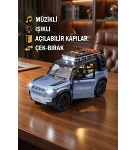 Sesli Işıklı Çek Bırak Oyuncak Araba Defender Model Jip - Kapıları Açılan Lüks Arazi Aracı (17 cm)