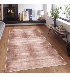 Kahverengi Batik Desen Renk Geçiş Yıkanabilir Kaymaz Taban Leke Tutmaz Modern Salon Halısı ve Yolluk (Bej)