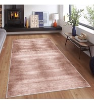 Kahverengi Batik Desen Renk Geçiş Yıkanabilir Kaymaz Taban Leke Tutmaz Modern Salon Halısı ve Yolluk (Bej)