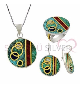 Söğütlü Silver MOZAİK DOĞALTAŞLI ÜÇLÜ SET