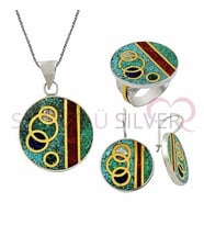Söğütlü Silver MOZAİK DOĞALTAŞLI ÜÇLÜ SET