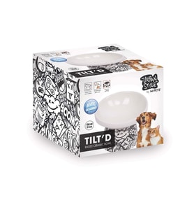 M-Pets Urbanstyle Tilt'd Raised Ceramic Bowl 150ml Siyah Beyaz