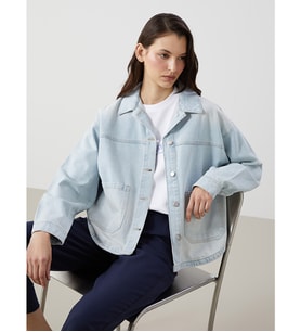 LCW Vision İndigo Oversize Kadın Jean Gömlek Ceket