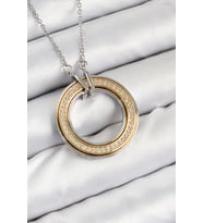 316L Çelik Zirkon Taşlı Dönen Daire Model Gold Ve Gümüş Renk Kadın Kolye TJ-BKO10479