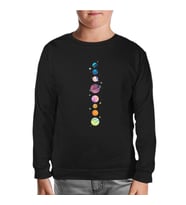 Gezegenler Yıldızlar Siyah Çocuk Sweatshirt