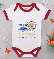 BK Kids Halamı Çok Seviyorum Tasarımlı Kırmızı Bebek Body Zıbın-1