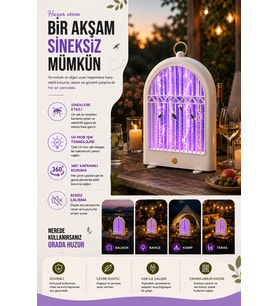 10 Watt Gücünde Şarjlı Mor Işık Teknolojili Böcek Tuzağı
