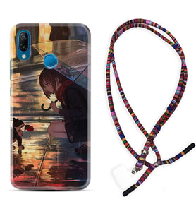 Huawei P20 Lite Mate 10 20 Lite Pro P40 Lite KılıfBoyun Asklı Rasta Silikon Kız ve Kedi 1762