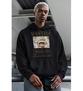 Wanted Monkey D. Luıffy Baskılı Unisex Oversize One Piece Anime Hoodie