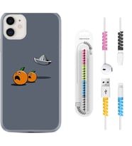 Apple iPhone 11 12 13 Mini Kılıf Kablo Koruma Spiral Silikon Orange Escape 1374
