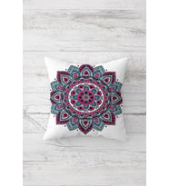 Mandala Desenli Çift Tarafı Baskılı Gizli Fermuarlı Yastık Kılıfı Kırlent Koltuk Yastık Kılıfı (Beyaz)