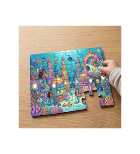 Sualtı Şehri Tasarımlı 24 Parça Ahşap Çocuk Puzzle