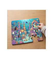Sualtı Şehri Tasarımlı 24 Parça Ahşap Çocuk Puzzle