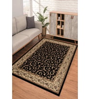 Dijital Kaymaz Taban Yıkanabilir Renkli Salon Halısı Mutfak Halısı Yolluk ND-SD-1118 (Siyah)