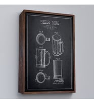 Çerçeveli 1951 tarihli Bira Bardağı Patent Çizimi Dekoratif Kanvas Duvar Tablosu (Altın)