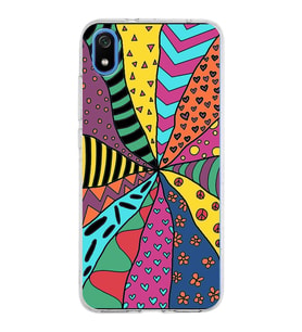 PrintiFy Xiaomi Redmi 7A ile Uyumlu 1mm Slim Fit Retro Renkler 4 Baskılı Şeffaf  Kılıf