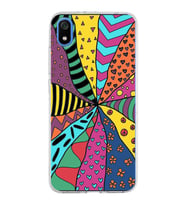 PrintiFy Xiaomi Redmi 7A ile Uyumlu 1mm Slim Fit Retro Renkler 4 Baskılı Şeffaf  Kılıf