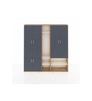 Arges Dolap 15 Raflı 5 Kapaklı Tek Askılı 220x30x243 Çam-Antrasit/Aytaşı