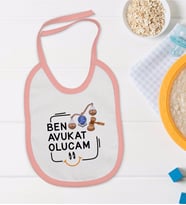 BK Kids Avukat Olucam Tasarımlı Pembe Bebek Mama Önlüğü-1