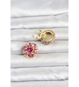 Pembe Zirkon Taşlı Düğme veya Manşet Broşu TJ-BR485