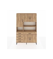 Arges Gardrop 9 Raflı 5 Çekmeceli 5 Kapaklı 132x30x195 Çam-Çam