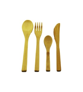 4PCS  AHŞAP BAMBU MUTFAK SETİ  2 KAŞIK - ÇATAL - BIÇAK (5343)
