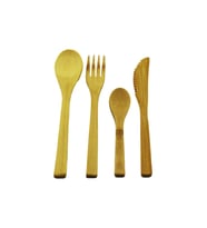 4PCS  AHŞAP BAMBU MUTFAK SETİ  2 KAŞIK - ÇATAL - BIÇAK (5343)