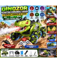 Uzaktan Kumandalı Dinozor T-Rex RC Araba – 8 Tekerlekli Akrobatik, 360° Dönen, LED Işıklı