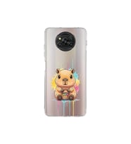Poco X3 ile Uyumlu Splash Kapibara Tasarımlı Şeffaf Silikon Kılıf
