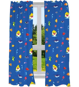 Lexroo Çocuk Odası Pencere Perdesi Perde Seti, 208 cm x 160 cm, Bebek Köpekbalığı
