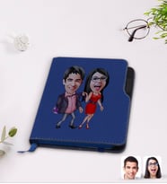 BK Gift Kişiye Özel Sevgililer Karikatürlü Lacivert Termo Deri Defter-4