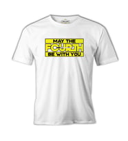 May the Fourth Be With You with Lightsaber Beyaz Erkek Tshirt