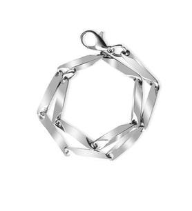 Silver Renk 317L Çelik Singapur Bileklik