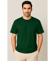 Oversize Unisex Yarım Kollu Bisiklet Yaka %100 Pamuk Baskısız T-shirt (Koyu Yeşil)