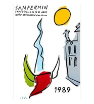 1989 Pamplona Ispanya Boğaların Koşusu Poster Tablo Ahşap Poster Dekoratif
