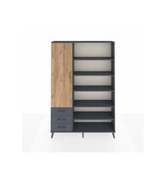 Arges Dolap 9 Raflı 3 Çekmeceli 3 Kapaklı 132x30x195 Antrasit-Çam/Antrasit