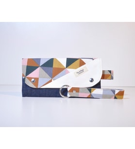 Geometrik üçgen desenli Renkli Patchwork Cüzdan veya Portföy Çanta