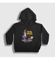 Presmono Unisex Çocuk Siyah Mooncake Final Space Kapüşonlu Sweatshirt 436971tt